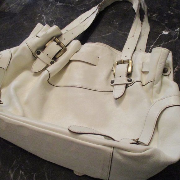 Cavalcanti Italian Leather Purse Bag Tote Cream - Picture 2 of 13